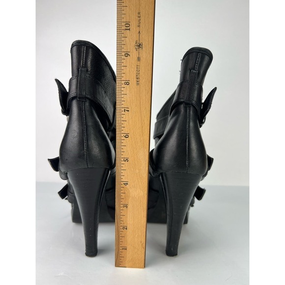 ALDO Womens Black Leather Buckle Open Toe Platform Booties Stiletto Heels 38/7.5 - Picture 5 of 9